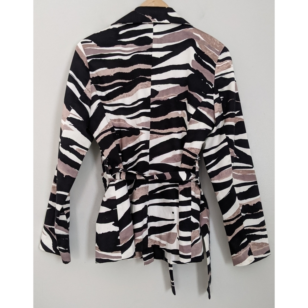 Sandro Sportswear Zebra Print Button Tie Waist Jacket - Picture 2 of 5